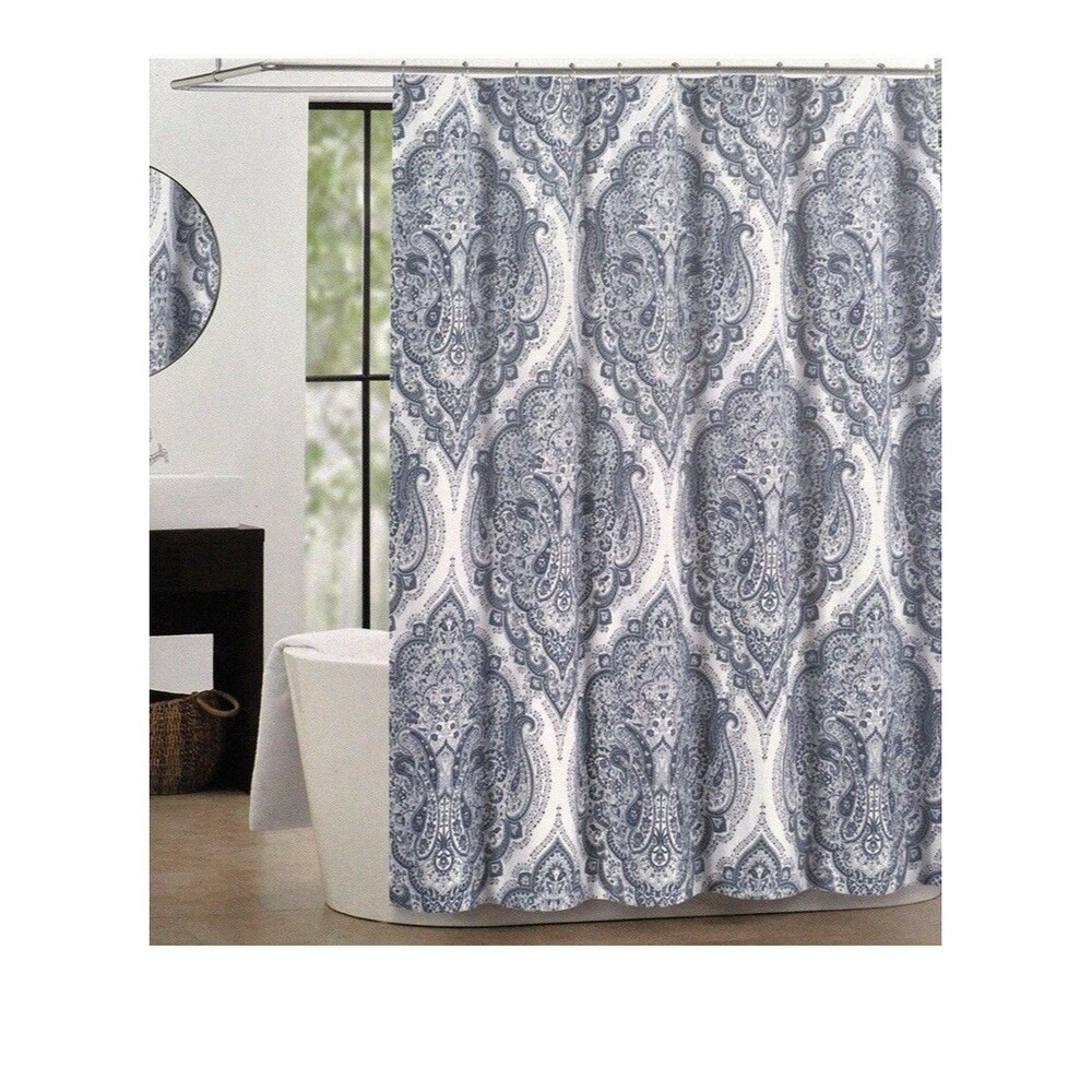 Tahari Home Salma Blue Paisley Shower Curtain 72x72